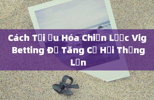 Cách Tối Ưu Hóa Chiến Lược Vig Betting Để Tăng Cơ Hội Thắng Lớn